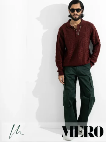 Full sleeve button polo Maroon