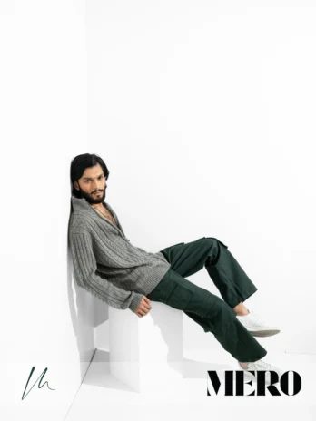 Full zip Jacquard sweater Grey